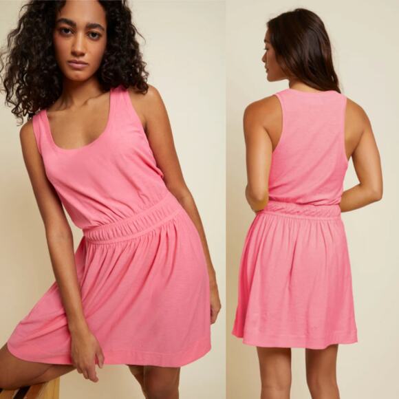 Nation LTD | Pima Cotton Tank Dress in Flamingo Pink S - Picture 2 of 11